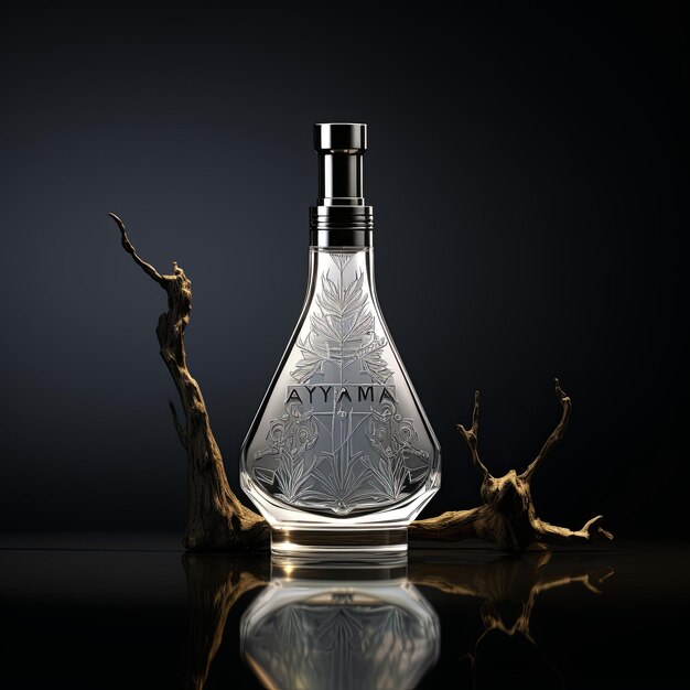 maquete de garrafa de perfume em uma cena minimalista