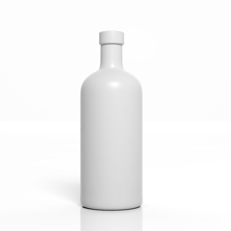Foto maquete de garrafa de produto em branco 3d isolada em branco