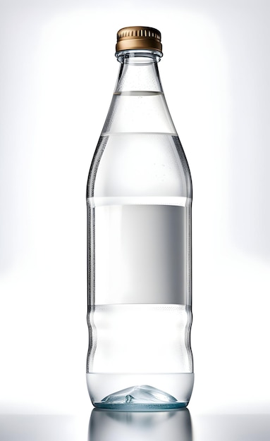 Maquete de garrafa de vidro transparente em branco