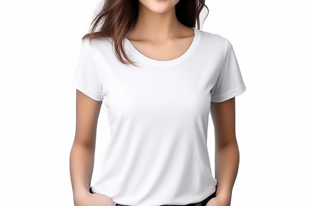 Foto maquete de mulher com camiseta branca criada com ia generativa