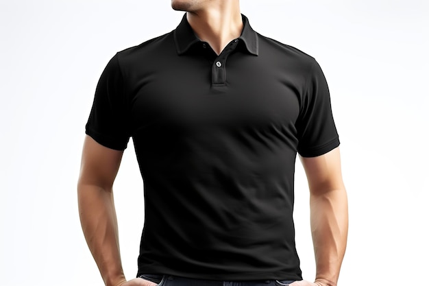 maquete de negócios casuais masculinos de camisa polo preta