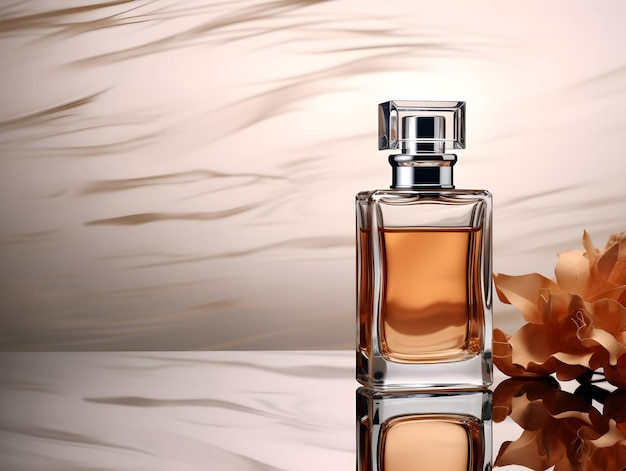 Maquete de perfume feminino design de frasco de perfume em cores nuas