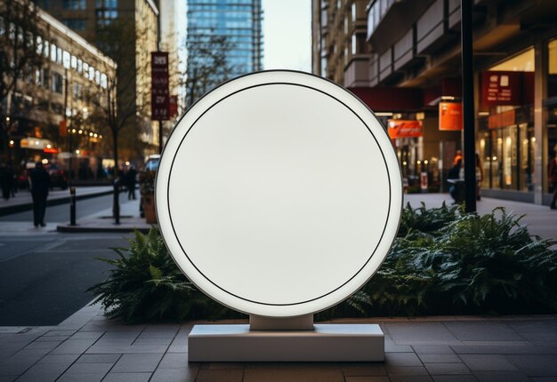 Maquete de placa de rua circular em branco Marca urbana no seu melhor, criada com IA generativa