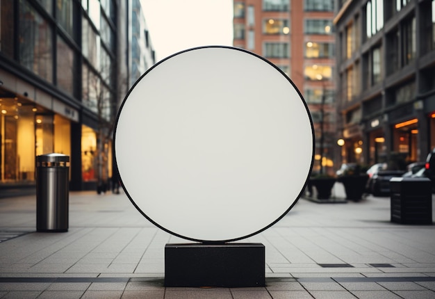 Maquete de placa de rua circular em branco Marca urbana no seu melhor, criada com IA generativa