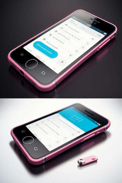 Foto maquete de produto de telefone celular para smartphone, exibição de publicidade, renderização de fundo de papel de parede de maquete