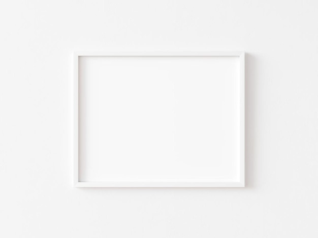 Maquete de quadro branco horizontal na ilustração 3d de parede branca