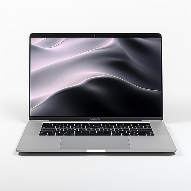 Maquete de tela de laptop minimalista com fundo branco editável