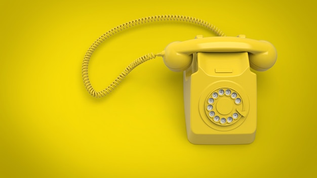 Maquete de telefone amarelo vintage antigo