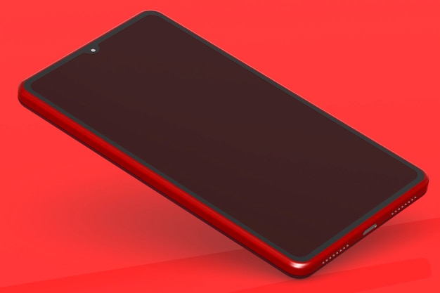 Maquete de telefone inteligente vermelho isolada