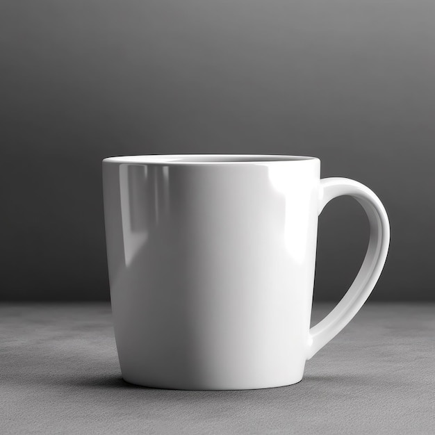 Maquete de uma xícara de café fundo preto e branco