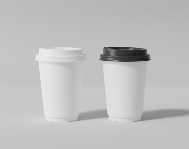 Maquete de xícara de café de papel branco Pacote redondo realista