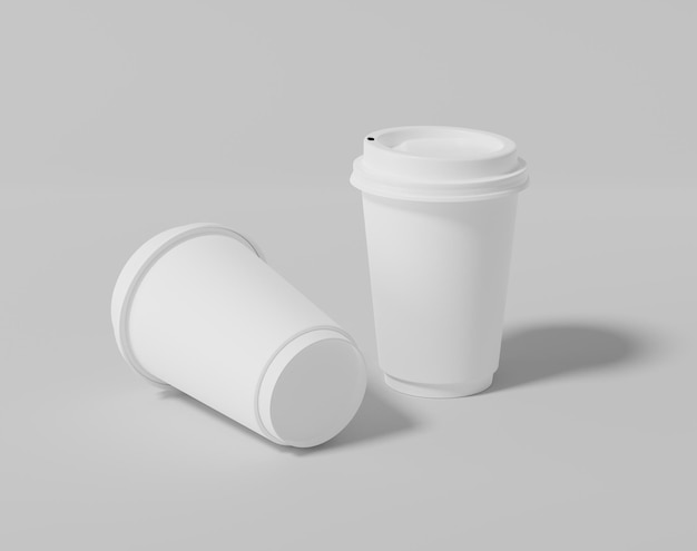 Maquete de xícara de café de papel branco Pacote redondo realista