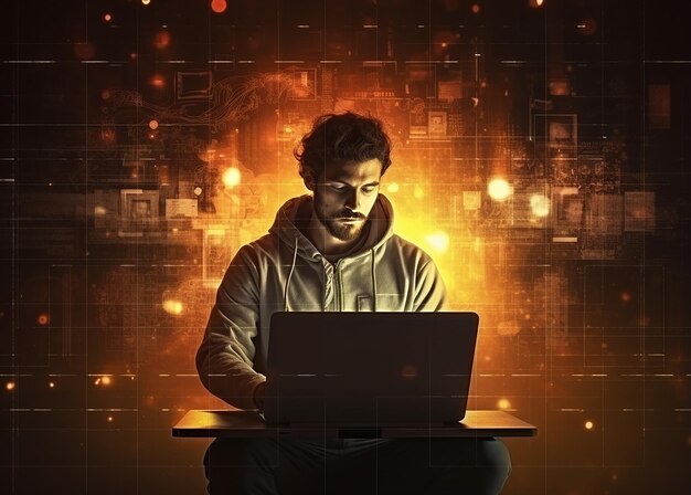 Maquete Homem Usando Computador Portátil E Cartão De Crédito Banco De Imagens