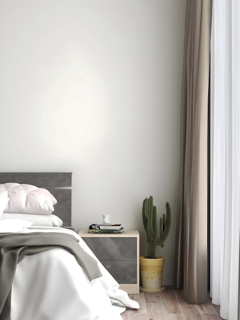 Maquete interior do quarto renderização 3d ilustração 3d