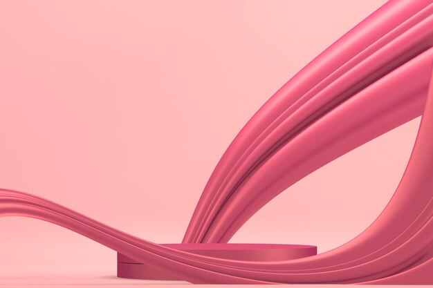 Maquete minimalista de pódio rosa para renderização 3D de exibição de pódio