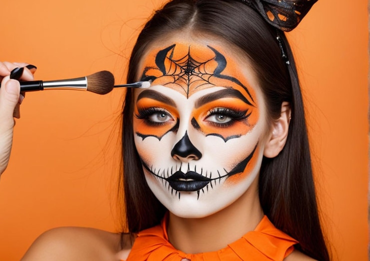 Foto maquiagem de halloween vampiro maquiagem design de arte de moda