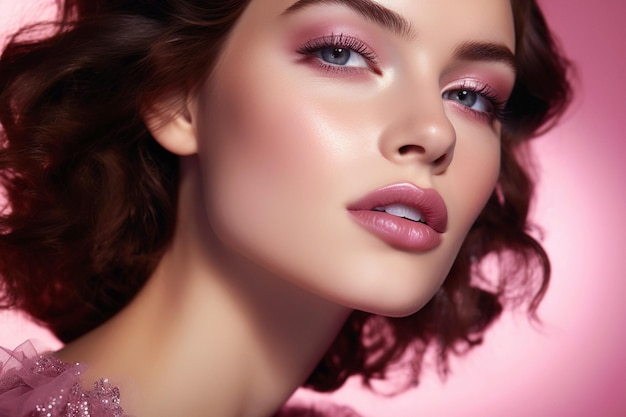 Maquiagem Rosa Beleza Retrato de Graça e Luxo