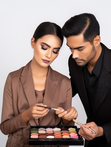 Maquilladora femenina creativa en el trabajo generada por IA