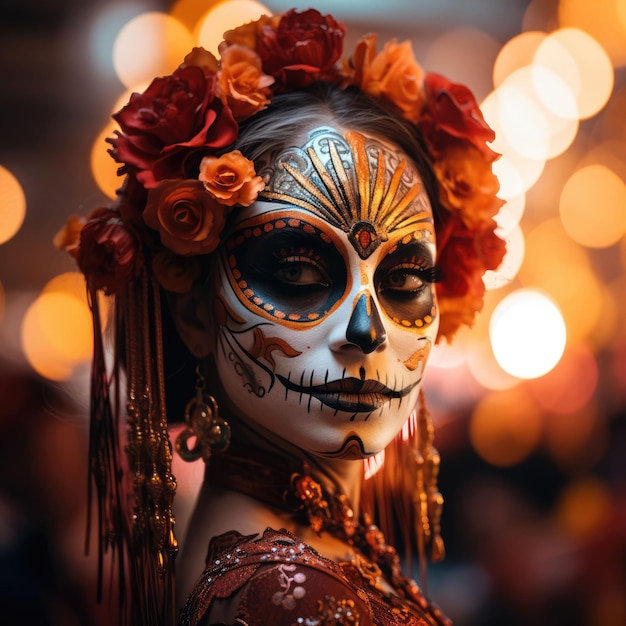 Maquillaje De Calavera Mexicana Seductor Festival Del Día De Muertos