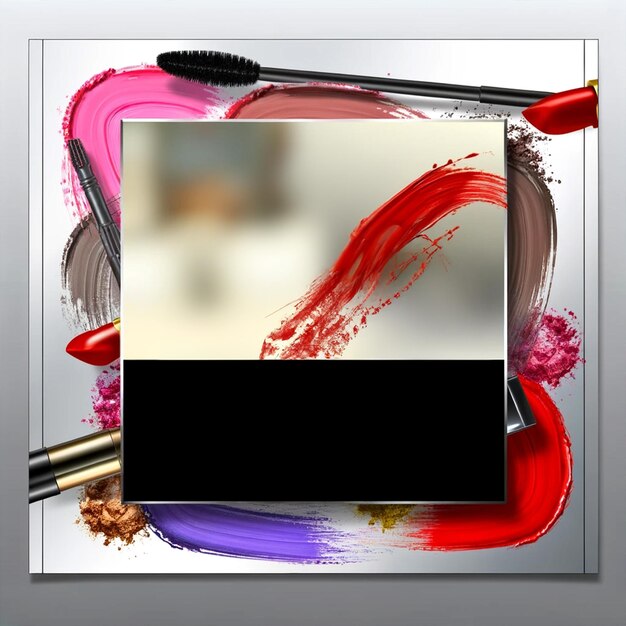 Foto maquillaje y cosméticos para las redes sociales plantilla de diseño de post banner