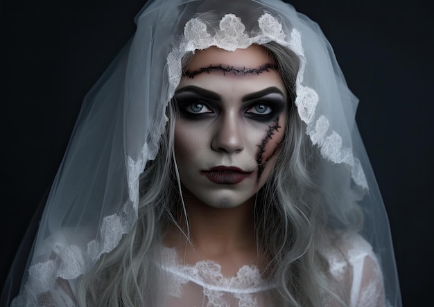 Maquillaje de Halloween y sesión de fotos gótica