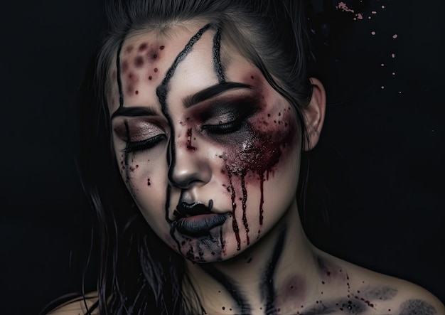 Maquillaje de Halloween y sesión de fotos gótica