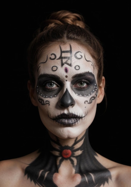 Maquillaje mexicano dia de muertos foto tipica del dia de los muertos religioso mexicano stock