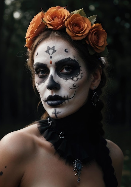 Maquillaje mexicano dia de muertos foto tipica del dia de los muertos religioso mexicano stock