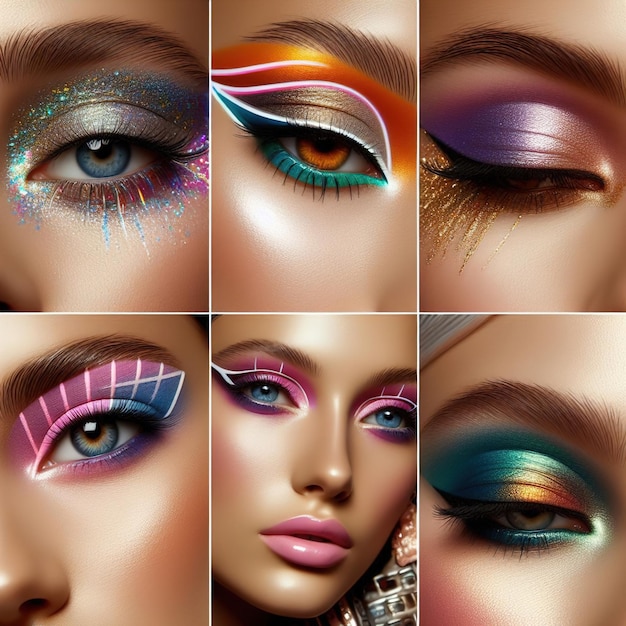 maquillaje de moda y belleza maquillaje y belleza de moda collage de mujer hermosa y rostro femenino