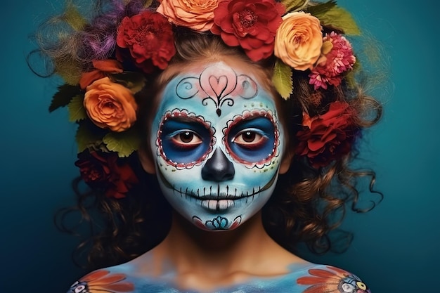 Maquillaje de niña para celebrar el Día de Muertos