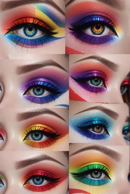 maquillaje de ojos arcoiris