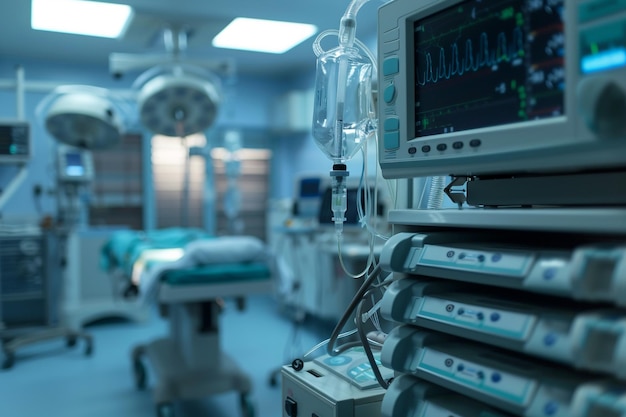 Foto máquina de anestesia en la sala de operaciones del hospital