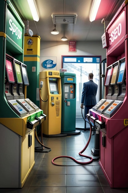 Máquina automática de repostaje de combustible para coche, equipo de trabajo, máquina expendedora de pila de carga