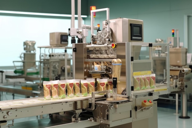 Máquina automatizada de sellado de envases de alimentos creados con AI generativa