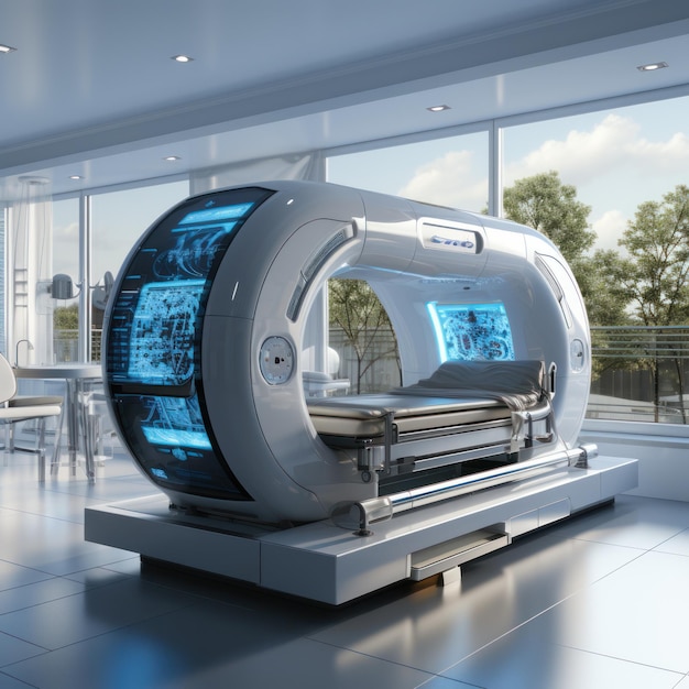 Máquina avanzada de diagnóstico médico por resonancia magnética o tomografía computarizada IA generativa