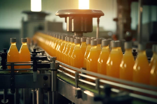 Una máquina con botellas de jugo de naranja