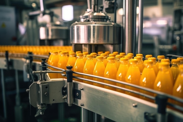 Una máquina con botellas de jugo de naranja