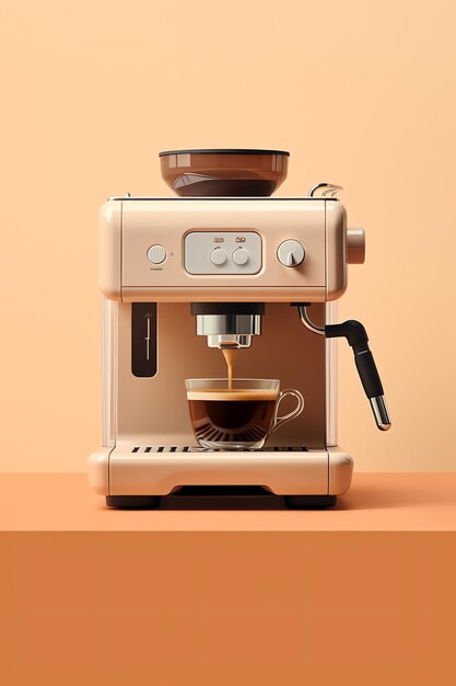 Máquina de café Anuncio con espacio para copiar en fondo beige