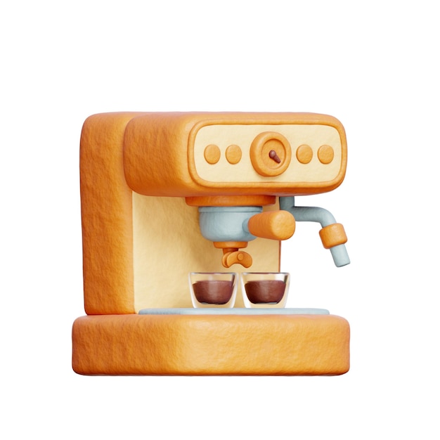 Máquina de café Cafetería y barista Rendering en 3D
