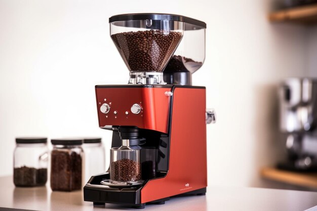 Máquina de café elegante con molinillo incorporado para granos recién molidos creada con ai generativa