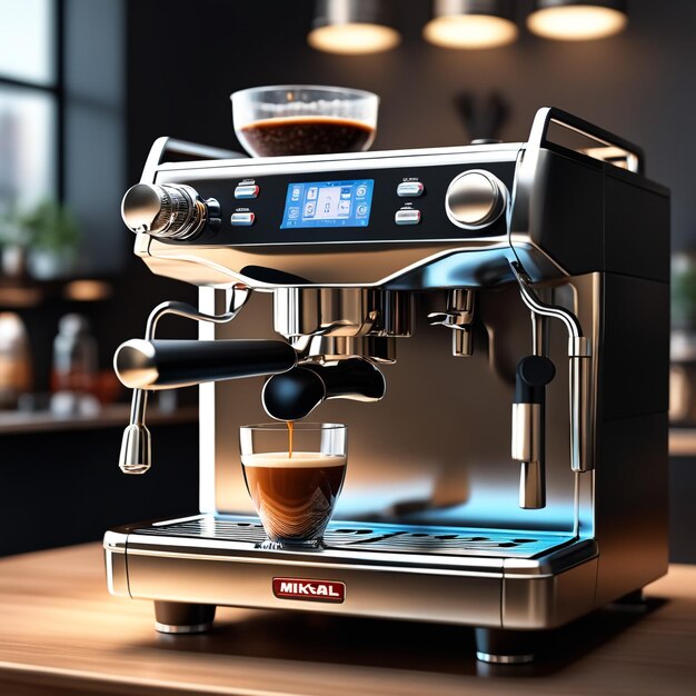 Máquina de café espresso profesional composición perfecta muy detallada