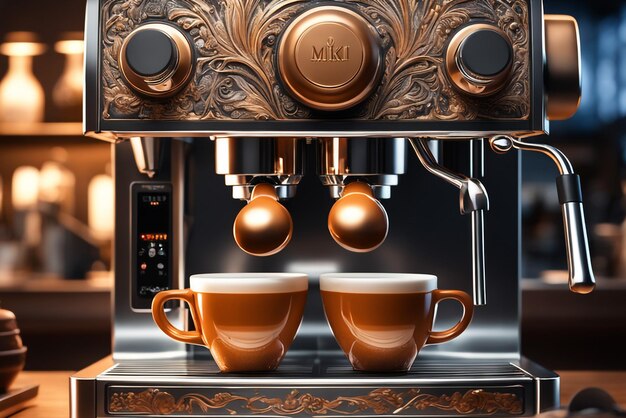 Máquina de café espresso profesional composición perfecta muy detallada