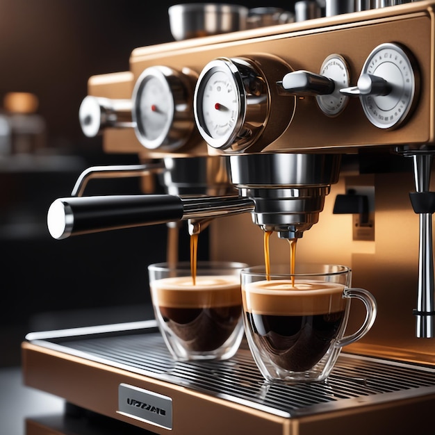 Máquina de café espresso profesional composición perfecta muy detallada