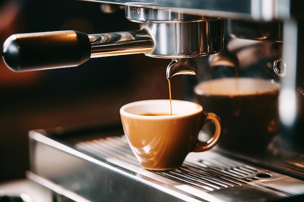 Una máquina de café se está llenando de café.