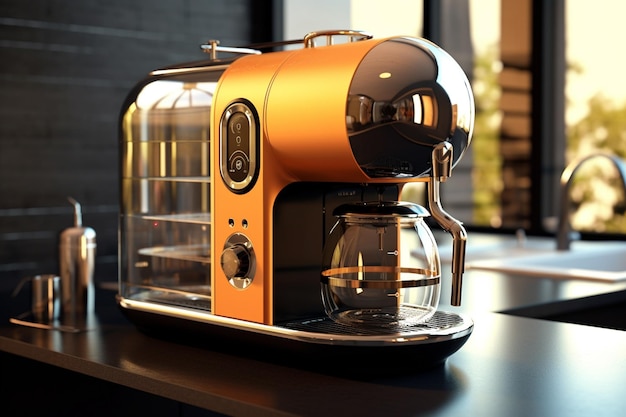 Máquina de café con tazas ilustración 3d