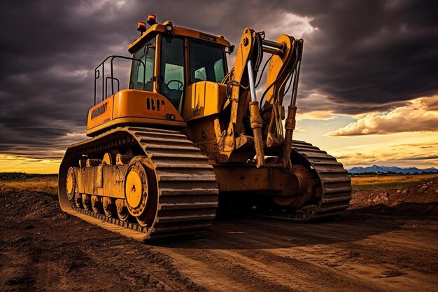 Foto máquina cargadora de vías en la construcción