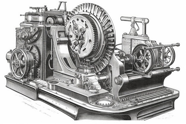 Máquina compleja con engranajes y mecanismos entrelazados IA generativa