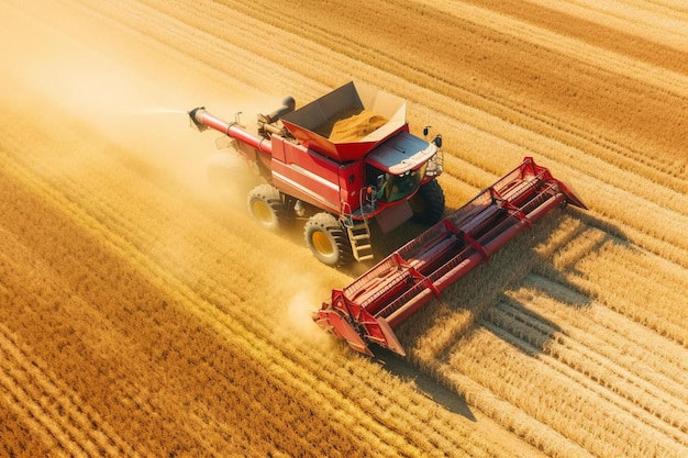 máquina de cosecha trabajando en el campo combinar la máquina de cosecha agricultura máquina de cosecha de trigo maduro dorado