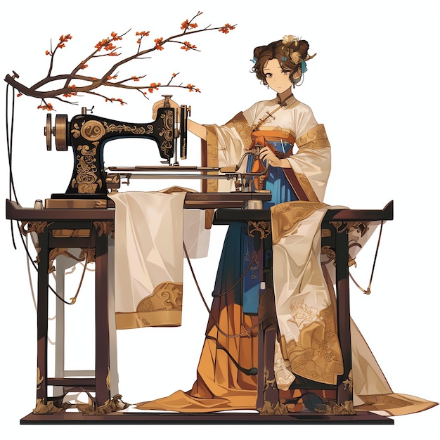 Foto máquina de coser estilo anime