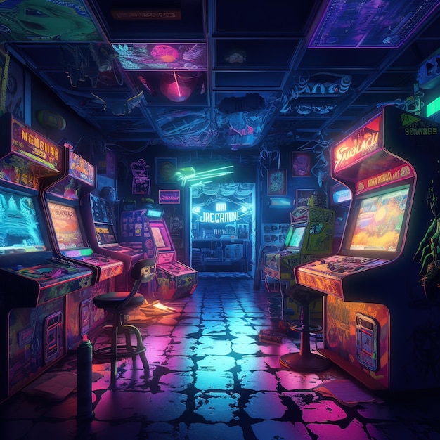 Foto máquina de arcade de jogos retro vedio generative ai